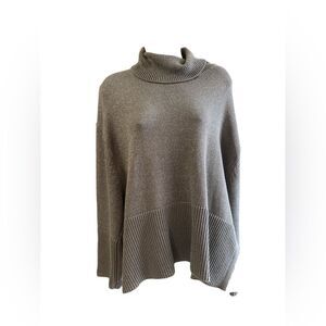 GAP Charcoal Silver Glitter Turtleneck Heavy Sweater Large SideSlit Like New